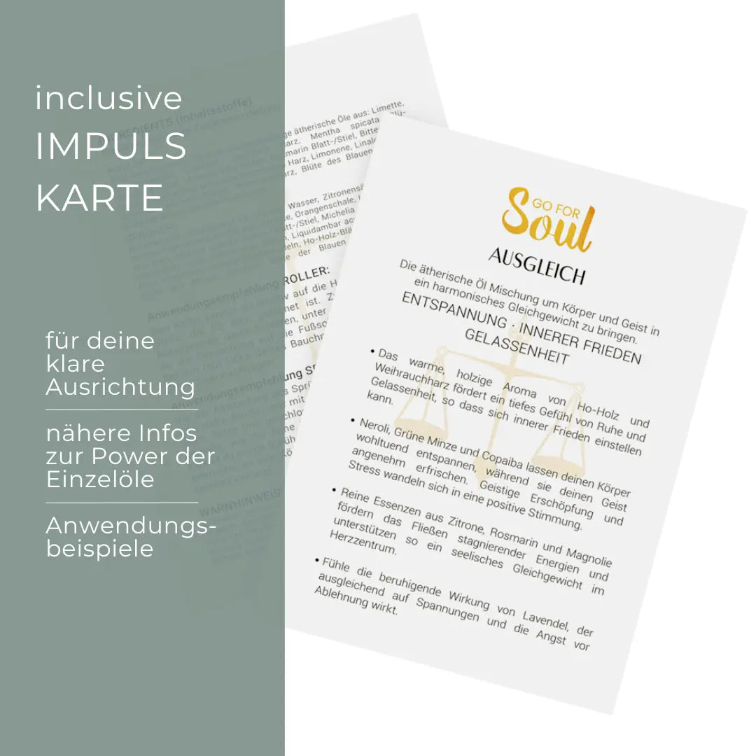 AUSGLEICH - ätherische Ölmischung für ein harmonisches Gleichgewicht von Körper, Geist & Seele