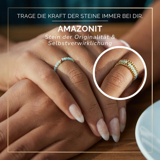 AMAZONIT CRYSTAL RING - Stein der Unabhängigkeit
