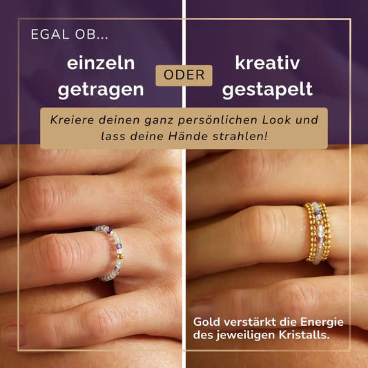 REGENBOGENFLUORIT CRYSTAL RING - Stein des Optimismus